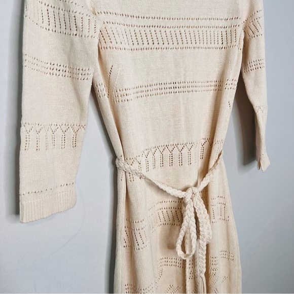 Zadig & Voltaire Cream Cecily Monogrammed ZV Belted Knit Dress. Size Small. - Picture 9 of 17